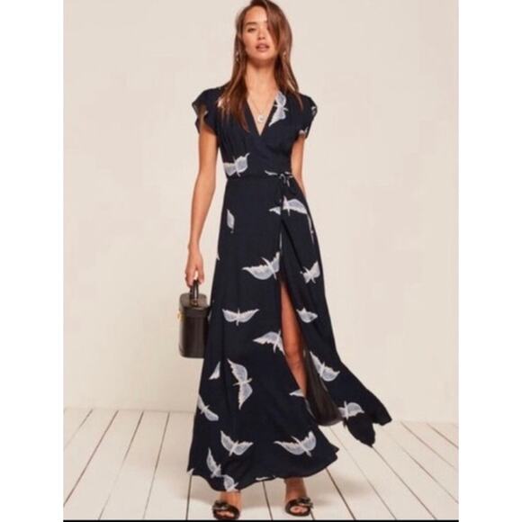 Reformation Dresses & Skirts - Reformation‎ Blue Wrap Sparrow Dress Size XS